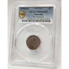 AUSTRALIA 1966 . ONE 1 CENT COIN . ERROR . BROADSTRUCK